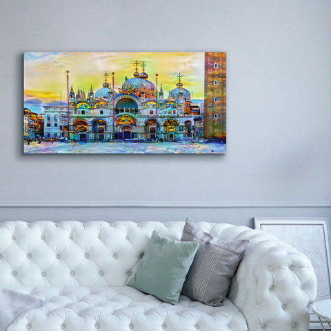 Image of 'Venice Italy Patriarchal Cathedral Basilica of Saint Mark at Sunset' by Pedro Gavidia, Canvas Wall Art,60 x 30