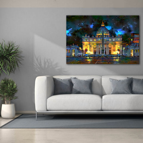 Image of 'Vatican City Saint Peter Basilica at night' by Pedro Gavidia, Canvas Wall Art,60 x 40