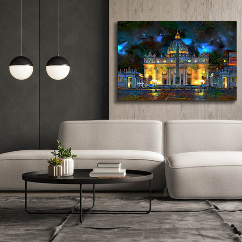 Image of 'Vatican City Saint Peter Basilica at night' by Pedro Gavidia, Canvas Wall Art,60 x 40