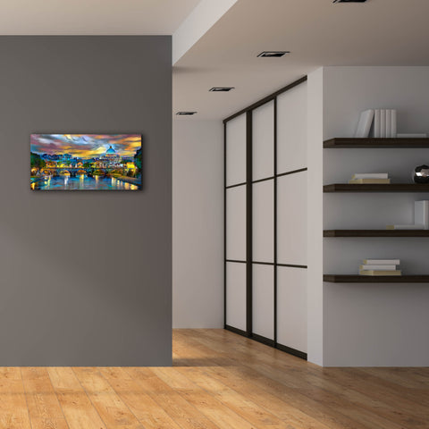 Image of 'Vatican City Saint Peter Basilica and bridge by night' by Pedro Gavidia, Canvas Wall Art,40 x 20