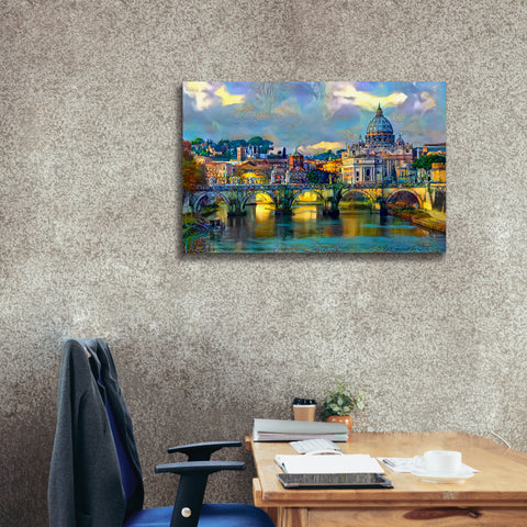 Image of 'Vatican City Saint Peter Basilica and bridge by day' by Pedro Gavidia, Canvas Wall Art,40 x 26