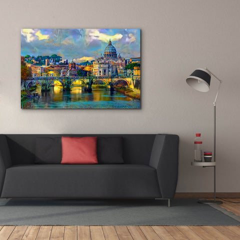 Image of 'Vatican City Saint Peter Basilica and bridge by day' by Pedro Gavidia, Canvas Wall Art,60 x 40