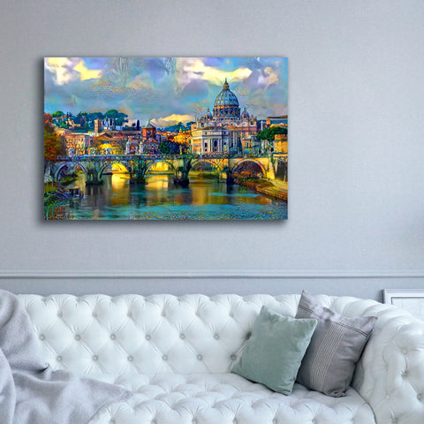 Image of 'Vatican City Saint Peter Basilica and bridge by day' by Pedro Gavidia, Canvas Wall Art,60 x 40