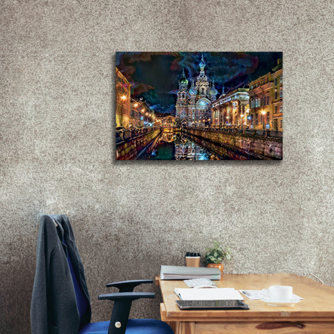 Image of 'Saint Petersburg Russia Church of the Savior on Spilled Blood at night' by Pedro Gavidia, Canvas Wall Art,40 x 26