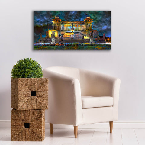 Image of 'Rome Italy Victor Emmanuel II National Monument at night' by Pedro Gavidia, Canvas Wall Art,40 x 20
