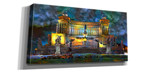 Image of 'Rome Italy Victor Emmanuel II National Monument at night' by Pedro Gavidia, Canvas Wall Art