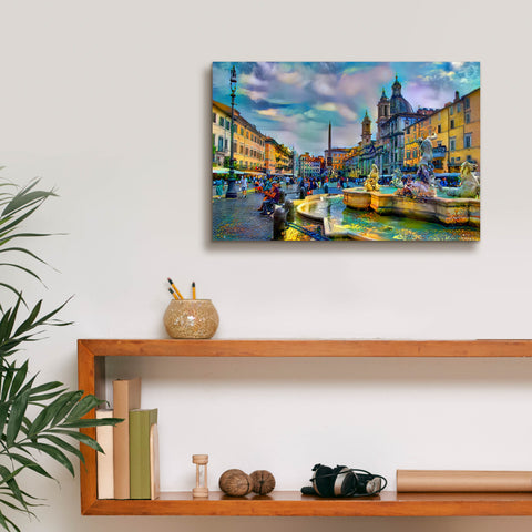 Image of 'Rome Italy Piazza Navona' by Pedro Gavidia, Canvas Wall Art,18 x 12