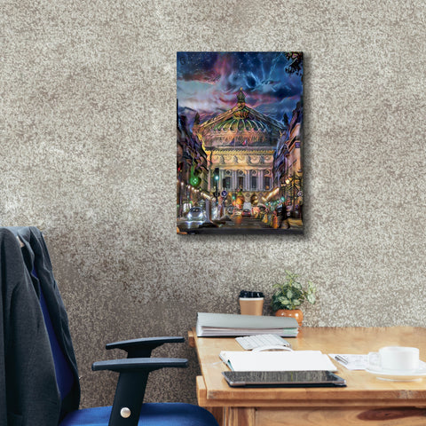 Image of 'Paris France Opera Garnier at dusk' by Pedro Gavidia, Canvas Wall Art,18 x 26