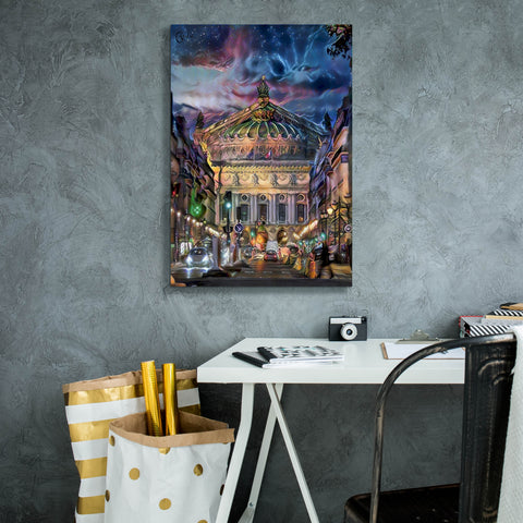 Image of 'Paris France Opera Garnier at dusk' by Pedro Gavidia, Canvas Wall Art,18 x 26