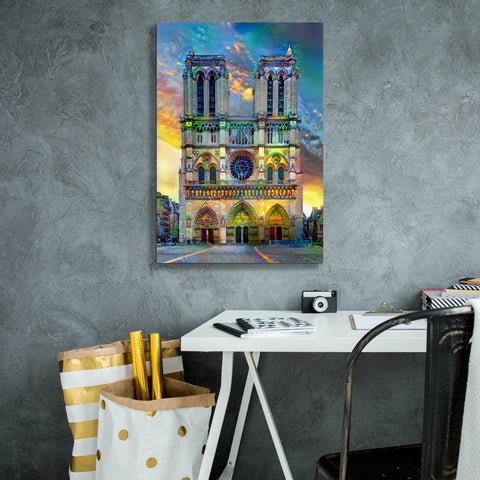 Image of 'Paris France Notre Dame Cathedral' by Pedro Gavidia, Canvas Wall Art,18 x 26