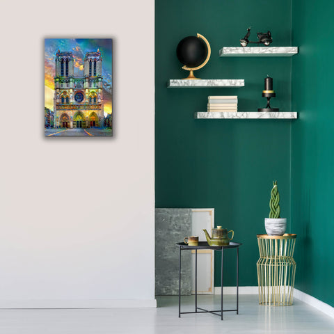 Image of 'Paris France Notre Dame Cathedral' by Pedro Gavidia, Canvas Wall Art,18 x 26