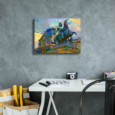 Image of 'Paris France Louvre Museum Statue of Louis XIV' by Pedro Gavidia, Canvas Wall Art,16 x 12