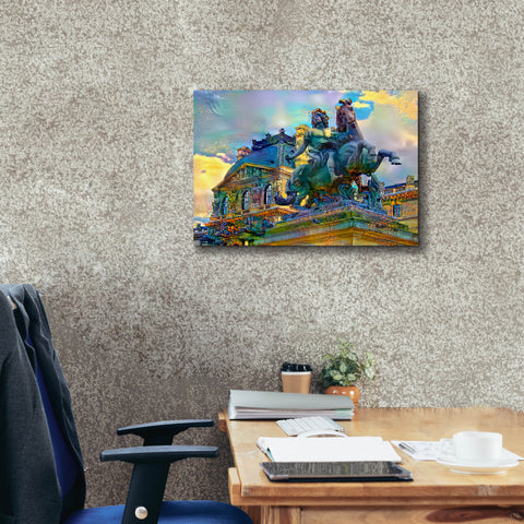 Image of 'Paris France Louvre Museum Statue of Louis XIV' by Pedro Gavidia, Canvas Wall Art,26 x 18