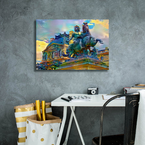 Image of 'Paris France Louvre Museum Statue of Louis XIV' by Pedro Gavidia, Canvas Wall Art,26 x 18