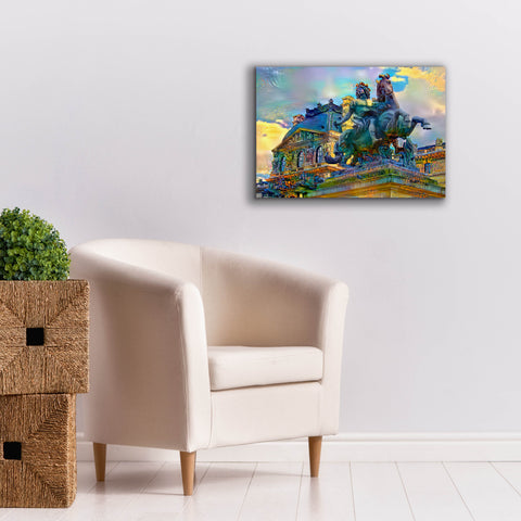 Image of 'Paris France Louvre Museum Statue of Louis XIV' by Pedro Gavidia, Canvas Wall Art,26 x 18