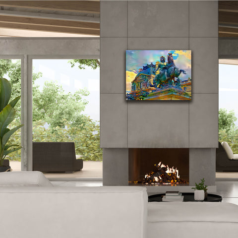 Image of 'Paris France Louvre Museum Statue of Louis XIV' by Pedro Gavidia, Canvas Wall Art,34 x 26