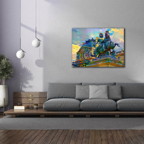 Image of 'Paris France Louvre Museum Statue of Louis XIV' by Pedro Gavidia, Canvas Wall Art,54 x 40