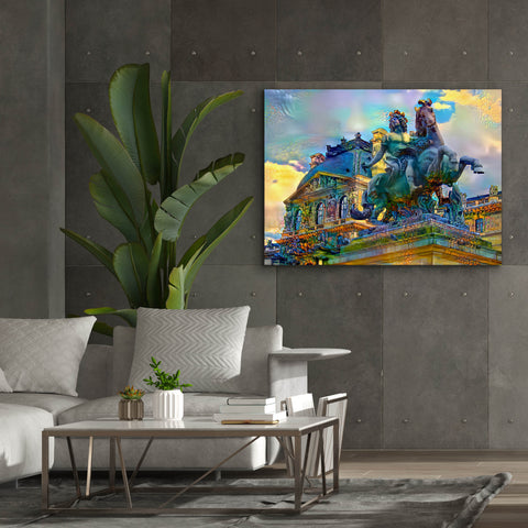 Image of 'Paris France Louvre Museum Statue of Louis XIV' by Pedro Gavidia, Canvas Wall Art,54 x 40