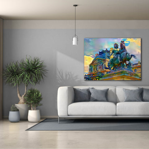 Image of 'Paris France Louvre Museum Statue of Louis XIV' by Pedro Gavidia, Canvas Wall Art,54 x 40