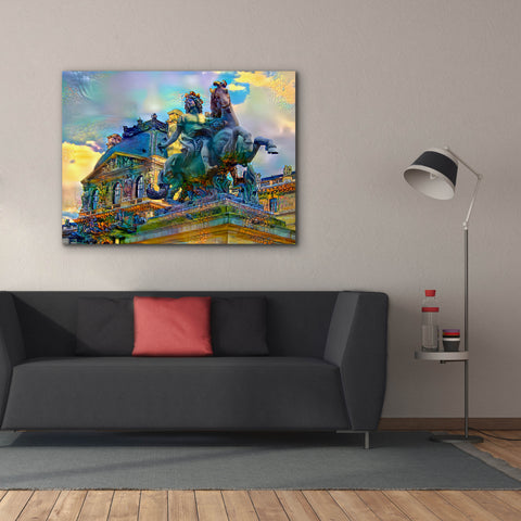 Image of 'Paris France Louvre Museum Statue of Louis XIV' by Pedro Gavidia, Canvas Wall Art,54 x 40
