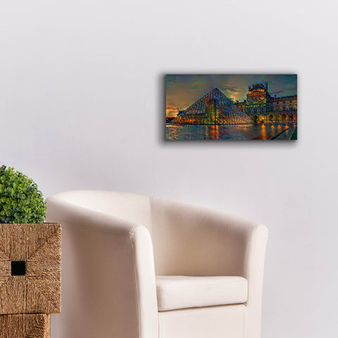 Image of 'Paris France Louvre Museum at dusk' by Pedro Gavidia, Canvas Wall Art,24 x 12