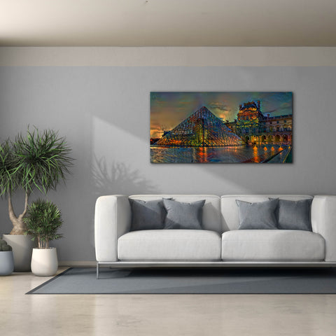Image of 'Paris France Louvre Museum at dusk' by Pedro Gavidia, Canvas Wall Art,60 x 30