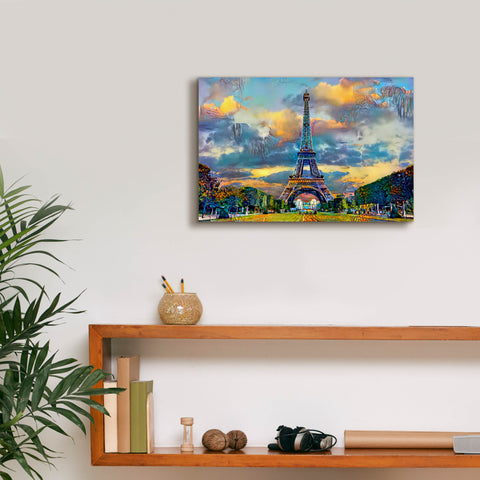 Image of 'Paris France Eiffel Tower from Champ de Mars' by Pedro Gavidia, Canvas Wall Art,18 x 12