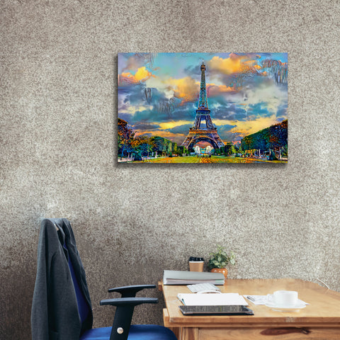 Image of 'Paris France Eiffel Tower from Champ de Mars' by Pedro Gavidia, Canvas Wall Art,40 x 26
