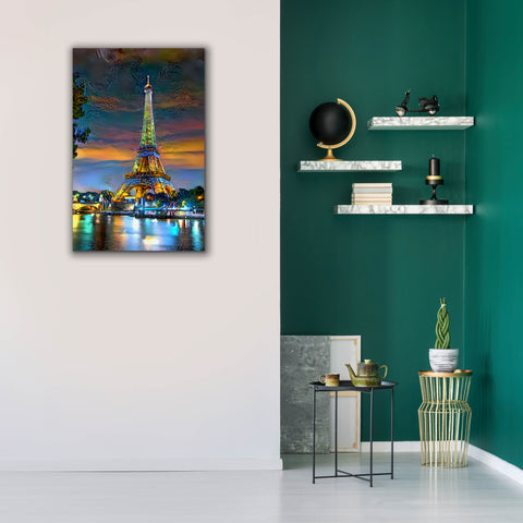 Image of 'Paris France Eiffel Tower at sunset' by Pedro Gavidia, Canvas Wall Art,26 x 40