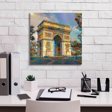 Image of 'Paris France Arc de Triomphe' by Pedro Gavidia, Canvas Wall Art,18 x 18