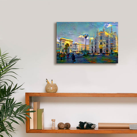 Image of 'Milan Italy Piazza del Duomo' by Pedro Gavidia, Canvas Wall Art,18 x 12