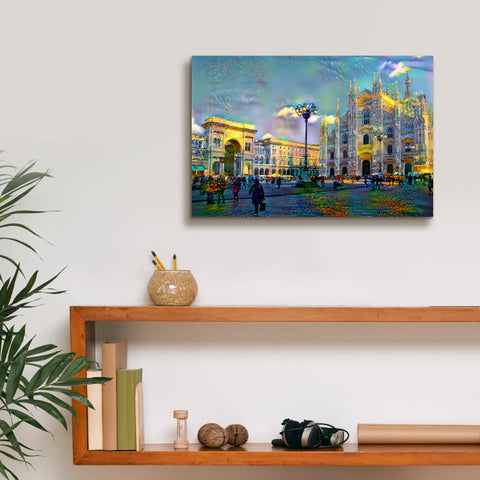 Image of 'Milan Italy Piazza del Duomo' by Pedro Gavidia, Canvas Wall Art,18 x 12