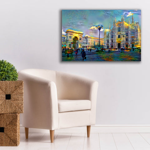Image of 'Milan Italy Piazza del Duomo' by Pedro Gavidia, Canvas Wall Art,40 x 26