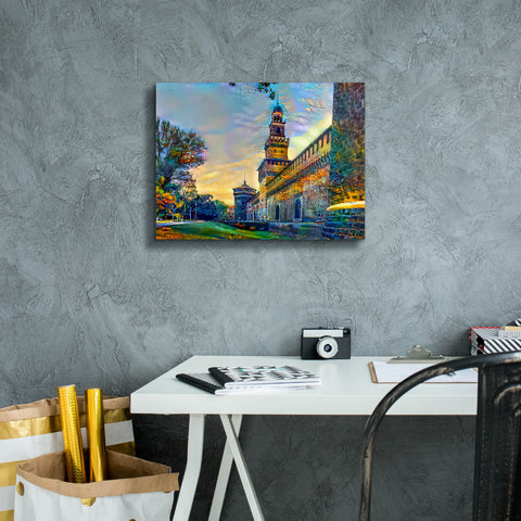 Image of 'Milan Italy Castello Sforzesco' by Pedro Gavidia, Canvas Wall Art,16 x 12