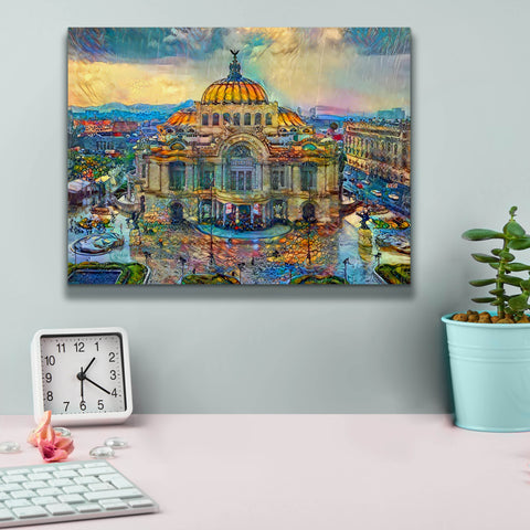 Image of 'Mexico City Palace of Fine Arts in the rain' by Pedro Gavidia, Canvas Wall Art,16 x 12