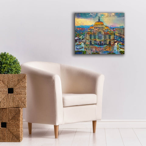 Image of 'Mexico City Palace of Fine Arts in the rain' by Pedro Gavidia, Canvas Wall Art,24 x 20