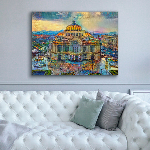 Image of 'Mexico City Palace of Fine Arts in the rain' by Pedro Gavidia, Canvas Wall Art,54 x 40