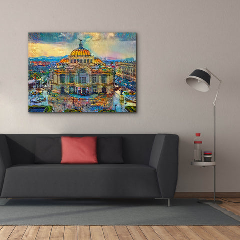 Image of 'Mexico City Palace of Fine Arts in the rain' by Pedro Gavidia, Canvas Wall Art,54 x 40