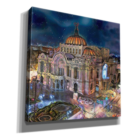 Image of 'Mexico City Palace of Fine Arts at night' by Pedro Gavidia, Canvas Wall Art