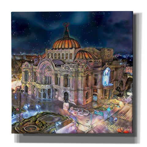 Image of 'Mexico City Palace of Fine Arts at night' by Pedro Gavidia, Canvas Wall Art