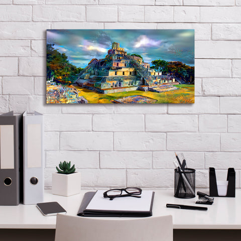 Image of 'Campeche Mexico Edzna Pyramid' by Pedro Gavidia, Canvas Wall Art,24 x 12