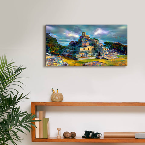 Image of 'Campeche Mexico Edzna Pyramid' by Pedro Gavidia, Canvas Wall Art,24 x 12