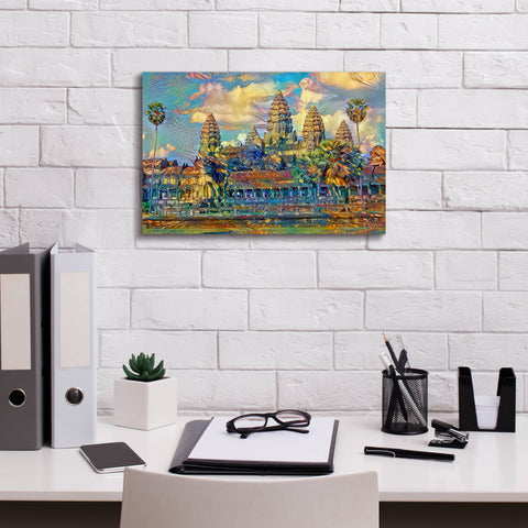 Image of 'Cambodia Angkor Wat' by Pedro Gavidia, Canvas Wall Art,18 x 12