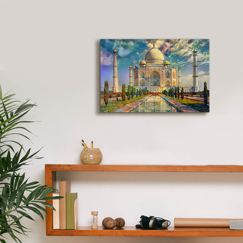 Image of 'Agra Uttar Pradesh India Taj Mahal' by Pedro Gavidia, Canvas Wall Art,18 x 12