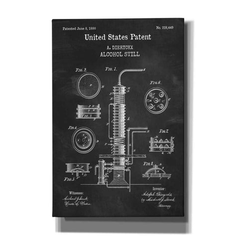 Image of 'Alcohol Still Blueprint Patent Chalkboard,' Canvas Wall Art