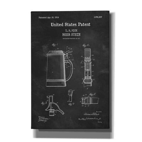 Image of 'Beer Stein Blueprint Patent Chalkboard,' Canvas Wall Art