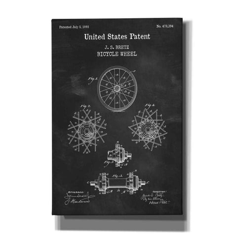 Image of 'Bicycle Wheel Blueprint Patent Chalkboard,' Canvas Wall Art