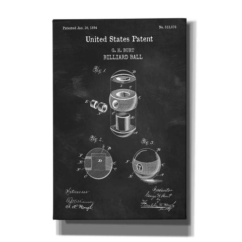 Image of 'Billiard Ball Blueprint Patent Chalkboard,' Canvas Wall Art