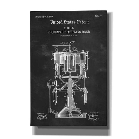 Image of 'Bottling Beer Machine Blueprint Patent Chalkboard,' Canvas Wall Art