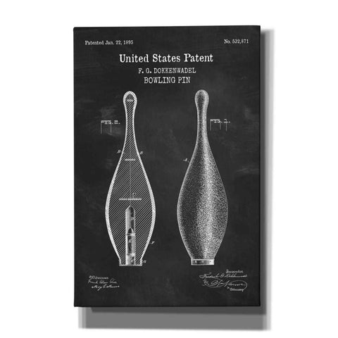 Image of 'Bowling Pin Blueprint Patent Chalkboard,' Canvas Wall Art